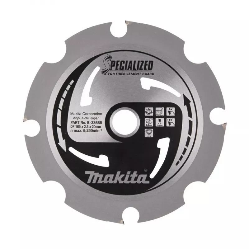 MAKITA DISKINIS PJŪKLO DISKAS 165x20x4Z SPECIALIZUOTAS PLUOŠTINIO CEMENTO PLOKŠTĖMS