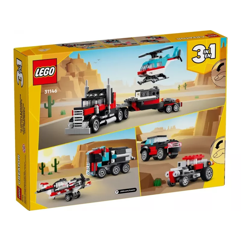 LEGO Creator 2-in-1 Flatbed Truck with Helicopter set 31146, keičiama konstrukcija vaikams