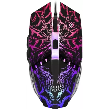 Žaidimų pelė DEFENDER GM-670L (dvikryptė) optinė, 2400 DPI, 5 mygtukai, laidinė, juoda, RGB