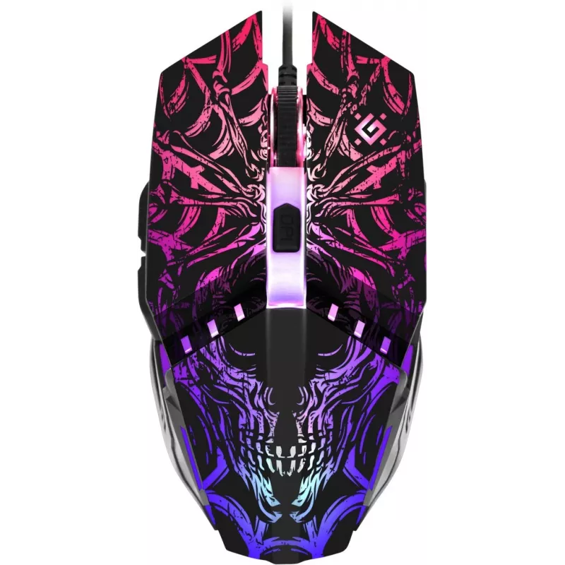 Žaidimų pelė DEFENDER GM-670L (dvikryptė) optinė, 2400 DPI, 5 mygtukai, laidinė, juoda, RGB