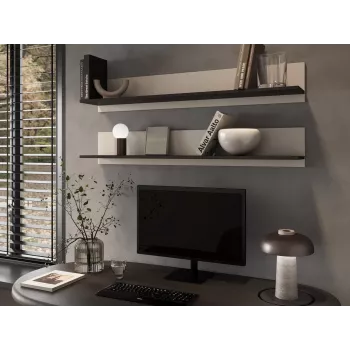 Pakabinamų lentynų rinkinys Cama Meble SOHO 125×20×20 cm, medžio drožlių plokštės, kašmyro/juodos spalvos, 2 vnt.