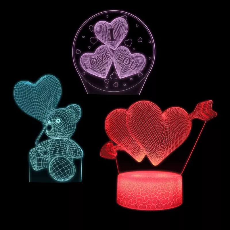 Manta SNL115RGB RGB 3D širdies formos dekoratyvinis LED lempos rinkinys