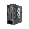 PC korpusas GEMBIRD Fornax 4300 Midi Tower ATX, grūdintas stiklas, 2x3,5 colio skyriai, 3x2,5 colio skyriai, ARGB ventiliatorių palaikymas, USB 3.2 Gen1