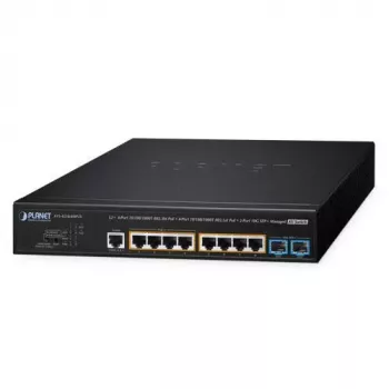 Valdomas L2+ PoE komutatorius PLANET AVS-4210-8HP2X — 4× Gigabit 802.3bt + 4× Gigabit 802.3at + 2× 10G SFP+