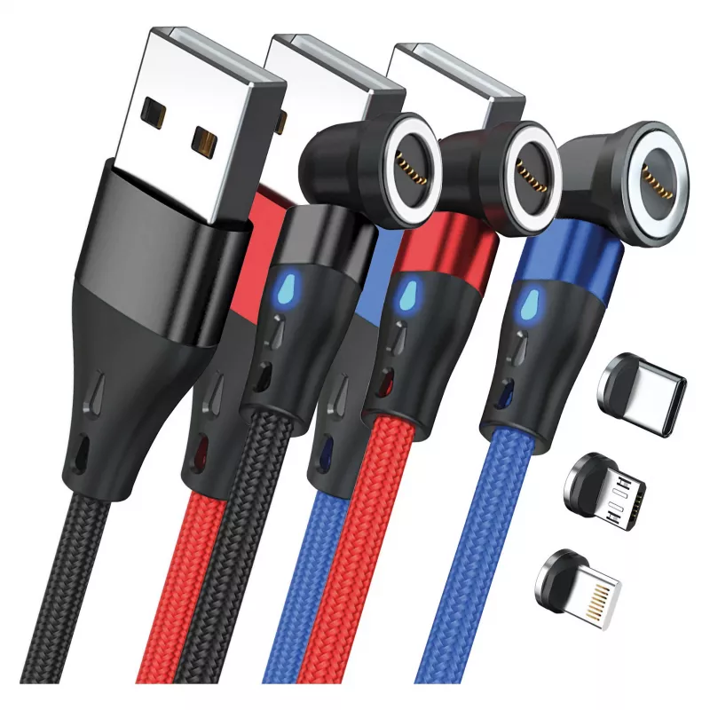 USB laidas RealPower MagneticCharge3 1m USB A juoda mėlyna raudona