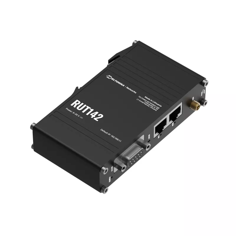 Teltonika pramoninis maršrutizatorius RUT142 WiFi 4, RS232, 2x RJ45 100Mb/s, IP30