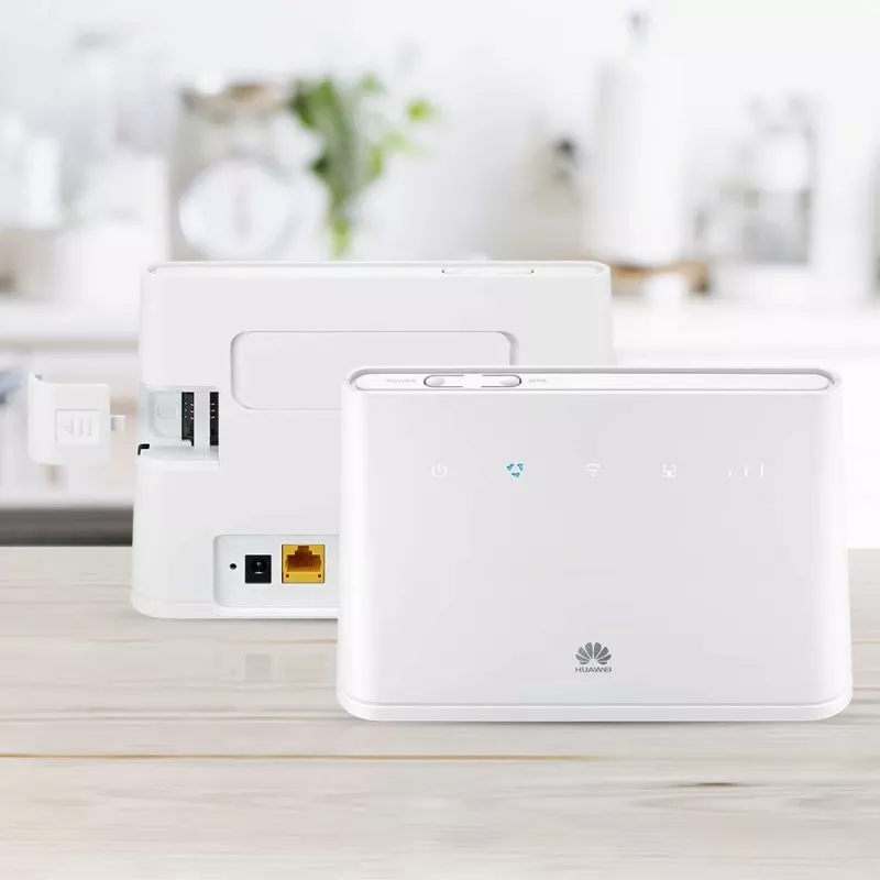 Belaidis stalinis maršrutizatorius HUAWEI B311-221 Vienos juostos 2,4 GHz Wi‑Fi 4 (802.11n), Gigabit Ethernet, 4G LTE, SIM lizdas, RJ-11, 12V 1A, baltas