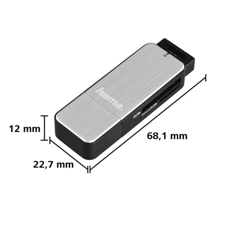 Hama 123900 kortelių skaitytuvas USB 3.2 Gen 1 (3.1 Gen 1) Juoda, Sidabrinė