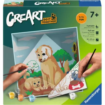 Ravensburger CreArt Do it together - dogs dažų rinkinys, bendradarbiavimo tapybos rinkinys