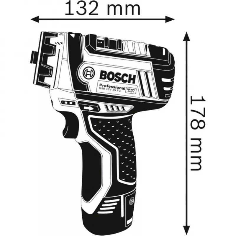 Bosch GSR 12V-15 FC Professional Keyless 600 g Juoda, Blue
