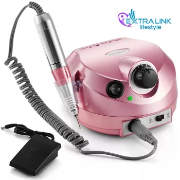 Elektrinė nagų frezė Extralink NAIL DRILL-202 65W Rožinė — profesionalus manikiūro/pedikiūro įrankis