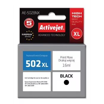 Activejet AE-502BNX rašalas (pakaitalas Epson 502XL W14010; Supreme; 16 ml; juodas)