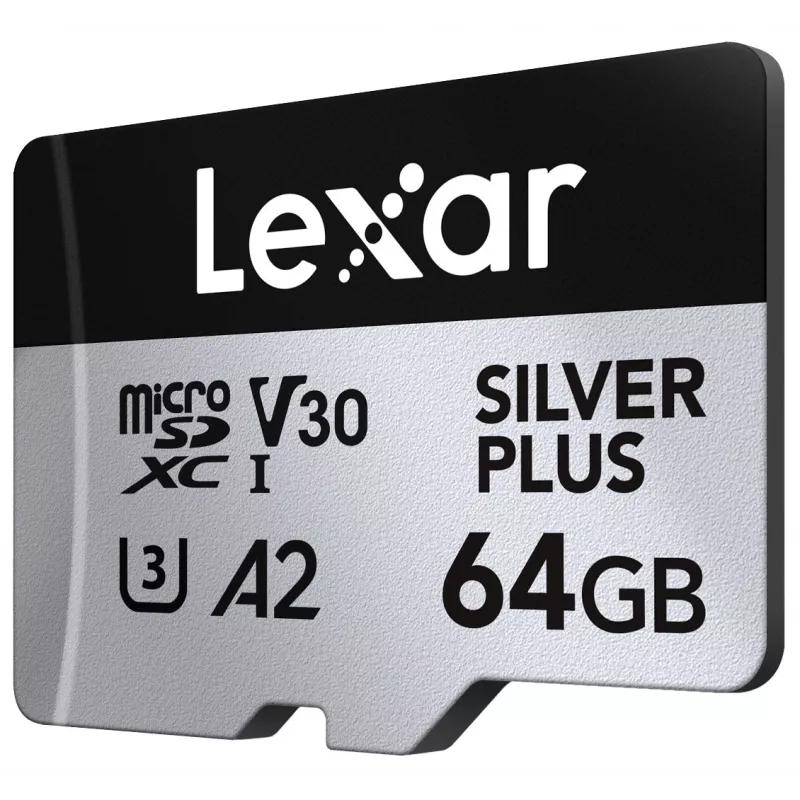 MicroSD kortelė Lexar 64GB UHS-I Class 3 Sidabrinė PLUS