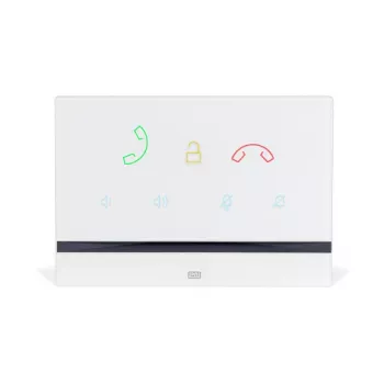 Domofono vidinis skydelis 2N Indoor Talk baltas — laidinis, grūdintas stiklas, montuojamas ant sienos, 185×128×48,2 mm
