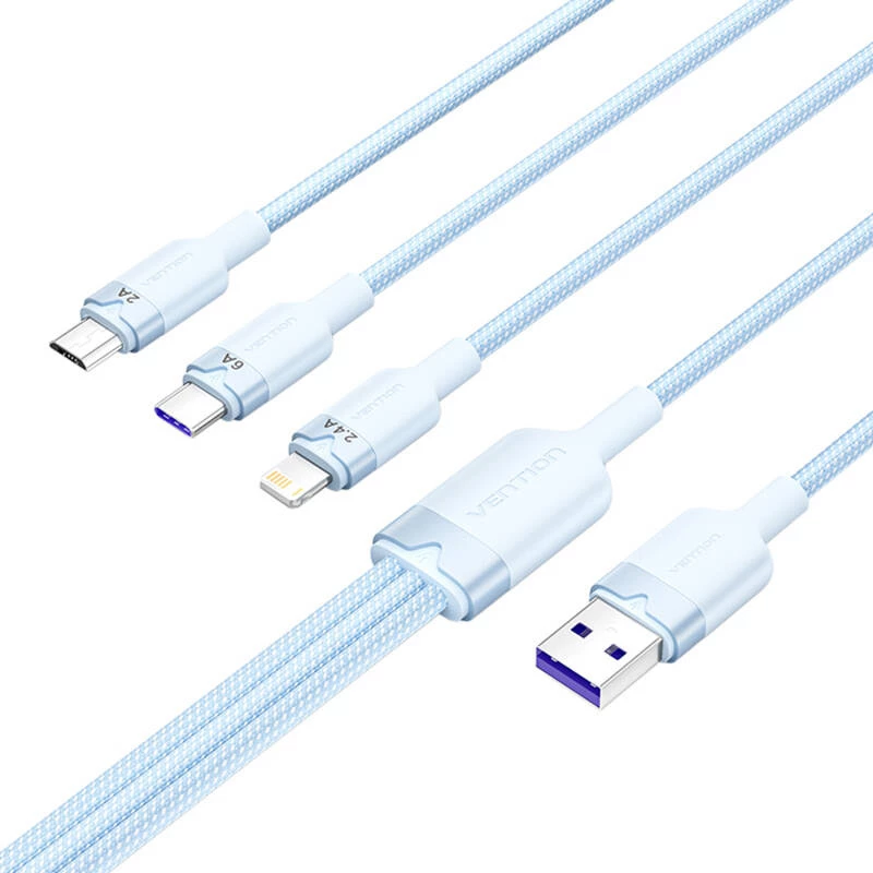 USB 2.0 A į 3 viename 6A kabelis Vention CTRLG 1,5 m mėlynas
