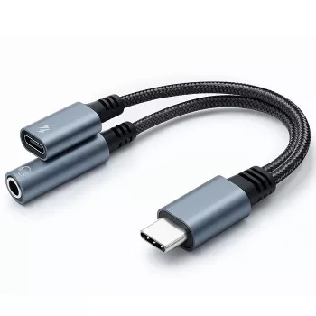 Adapteris 2-in-1 USB-C USB-C 3,5 mm lizdas PD 15W