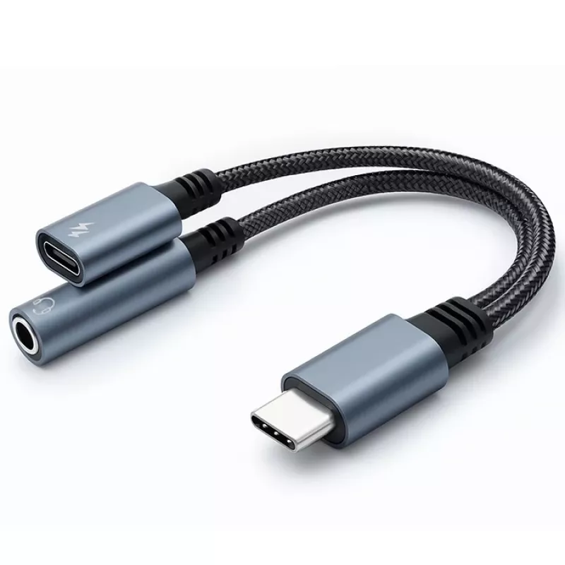 Adapteris 2-in-1 USB-C USB-C 3,5 mm lizdas PD 15W