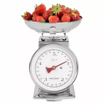 Mechaninė virtuvinė svarstyklė ProfiCook PC-KW 1247 — nerūdijantis plienas, 5 kg talpa, 1 L dubuo, taros funkcija