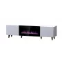 TV spintelė Cama Meble PAFOS EF su elektriniu židiniu 180×42×49 cm, balta matinė
