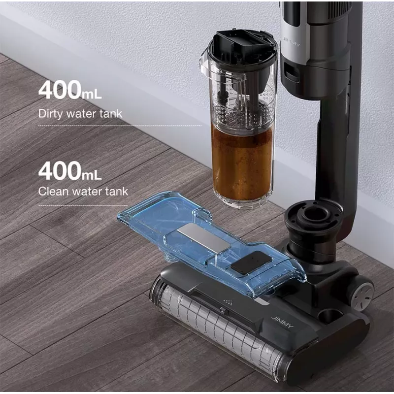 2-in-1 stick vacuum Jimmy HW9 — drėgnas valymas, baterija 25.2V, 300W, be maišelio, LED ekranas, juodas
