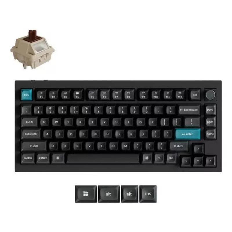 Mechaninė 75% klaviatūra Keychron Q1 Ultra 8K — USB + RF belaidė + Bluetooth, RGB, juoda