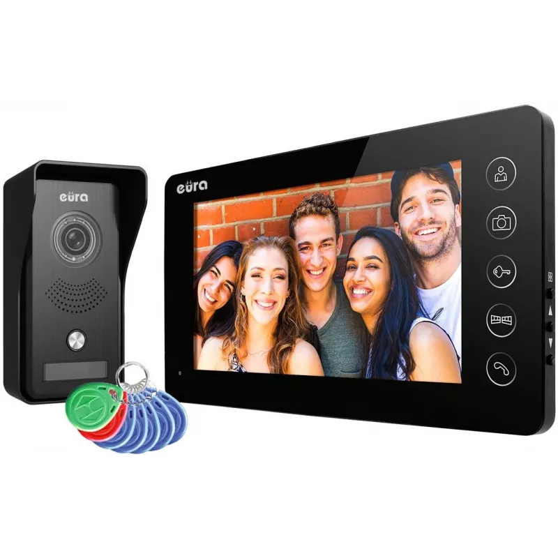 Vaizdo durų telefonas EURA VDP-76A3 juodas monitorius