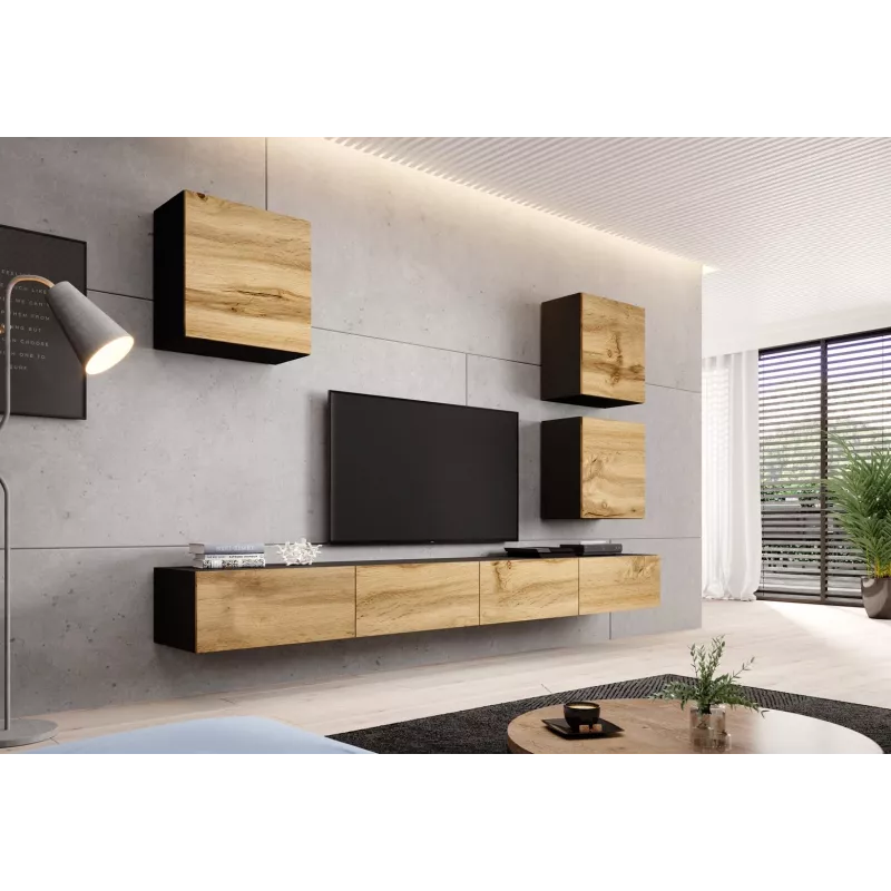 Sieninis spintelė cama meble VIGO 50×50×30 cm juoda / Wotan ąžuolas