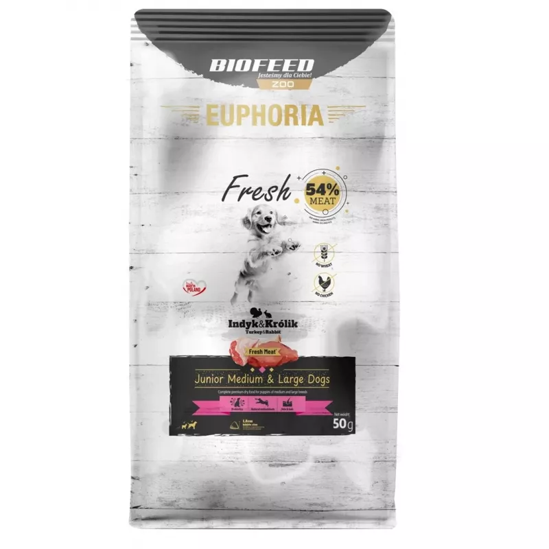 EUPHORIA Fresh Junior kalakutiena su triušiena M/L - sausas šunų ėdalas - 50g