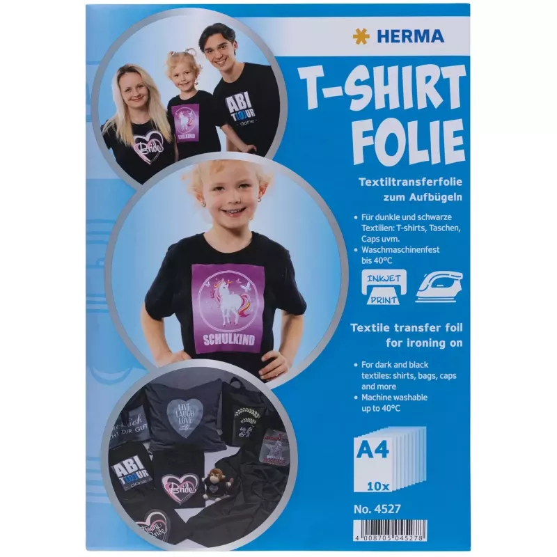 Herma T-shirt transfer film A4 for dark and Juoda textiles 20 Bl. 4527 (4527)