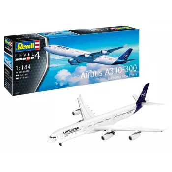 Plastikinio modelio rinkinys REVELL Airbus A340-300 Lufthansa nauja spalvų schema 1:144 mastelis