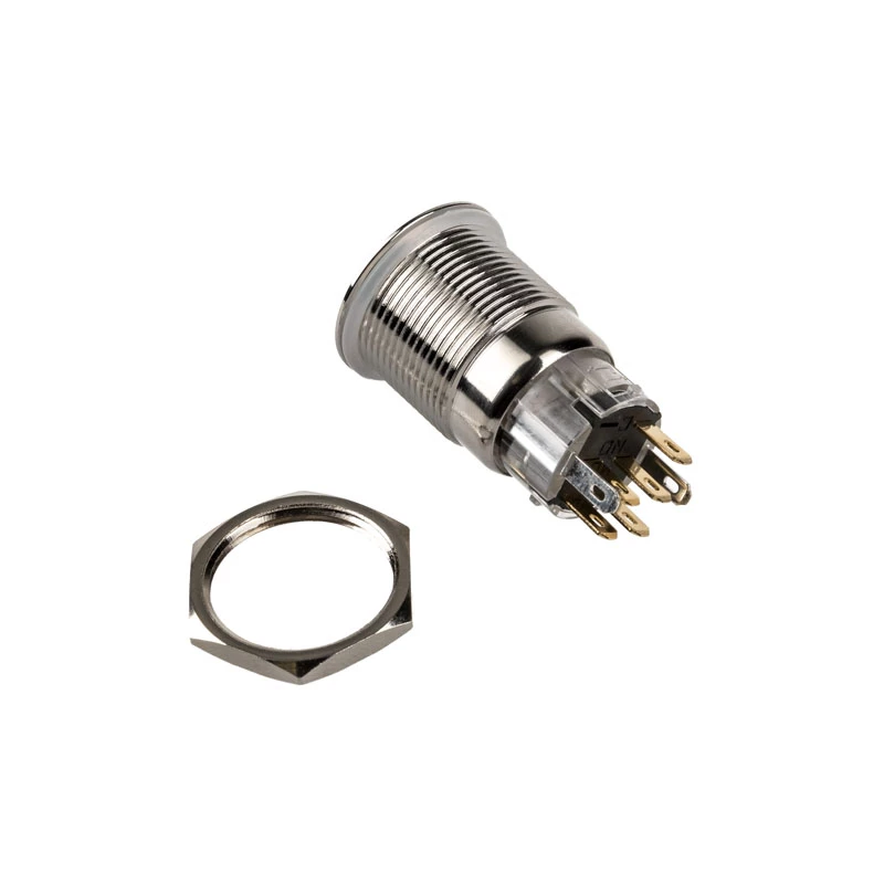 DimasTech vandalams atsparus mygtukas 19 mm Sidabrinėline Dot RGB PD210