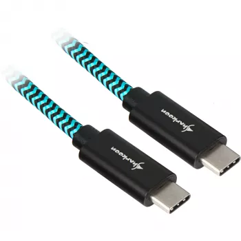 USB 3.2 Gen 2 laidas, USB-C kištukas > USB-C kištukas (juoda/šviesiai mėlyna, 0,5 metro, apsiaustas)