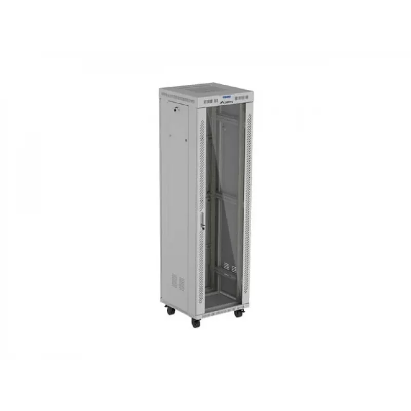 19 colių 42U LANBERG stovimas stovo korpusas 600×600 mm pilkas su stiklinėmis durimis ir LCD (plokščia pakuotė)