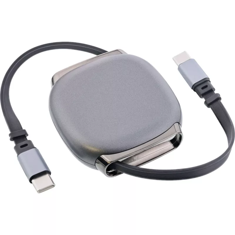 USB-C laidas InLine 35850, 100W galios tiekimas, 0,80 m, juoda/pilka
