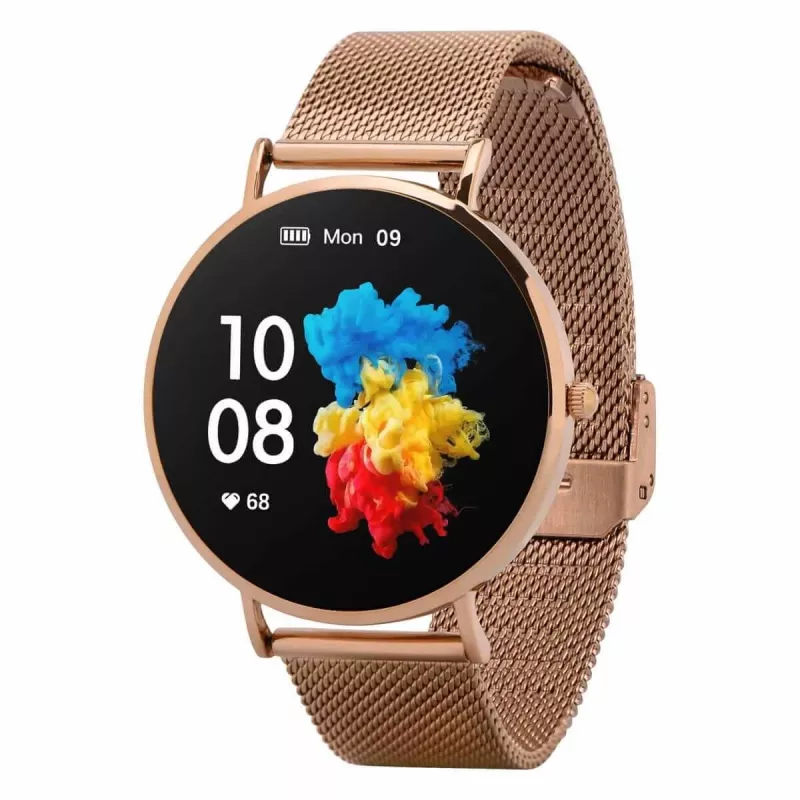 Išmanusis laikrodis Garett Verona Gold Steel AMOLED Bluetooth IP67 GPS SMS