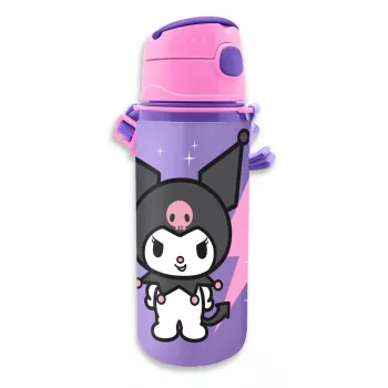 Kids Euroswan aliuminio butelis su dirželiu 600 ml Kuromi — izoliuotas gėrimų butelis vaikams