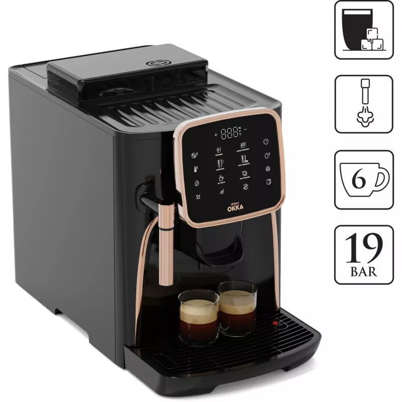 Okka Espresso Pro, visiškai automatinis, juodas/bronzinis, 1450 W