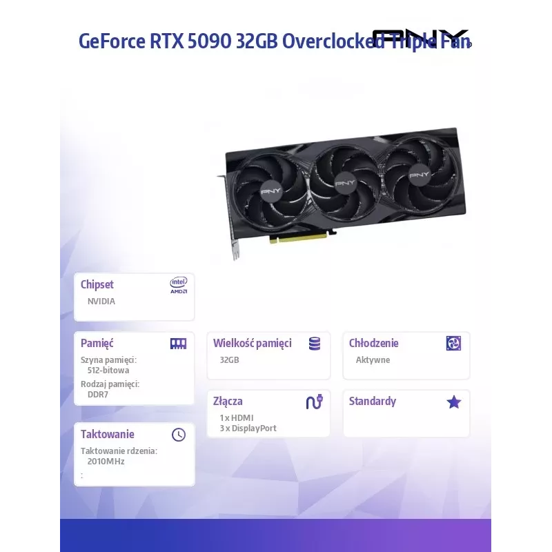 PNY GeForce RTX 5090 OC 3F 32GB GDDR7 vaizdo plokštė