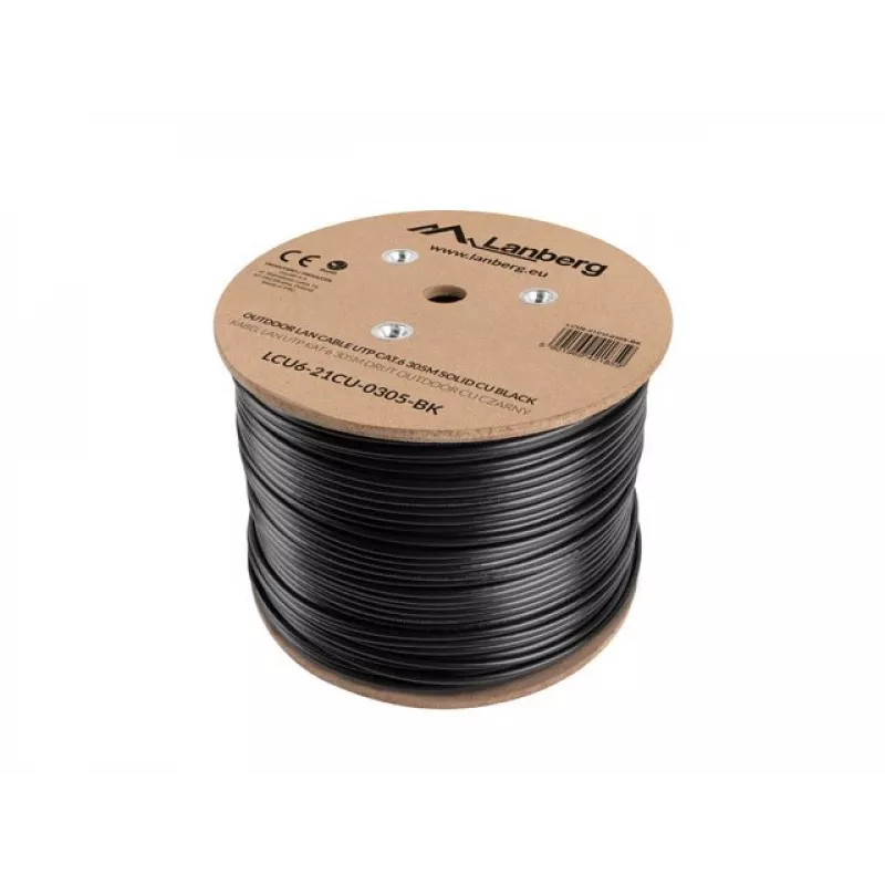 Lanberg LCU6-21CU-0305-BK tinklo kabelis juodas 305 m Cat6 U/UTP (UTP) lauko