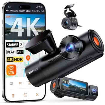 Automobilinė vaizdo registratorė VANTRUE N4 PRO S 3 kanalų (priekinė + salono + galinė), 3840x2160, F/1.8, Wi‑Fi, GPS, 3.19 colio ekranas