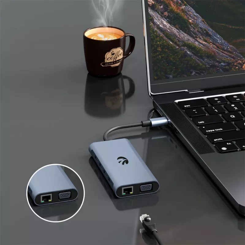“Hawk HW-HUB1101” USB-C 11-in-1 adapteris — daugiafunkcis šakotuvas su 11 prievadų
