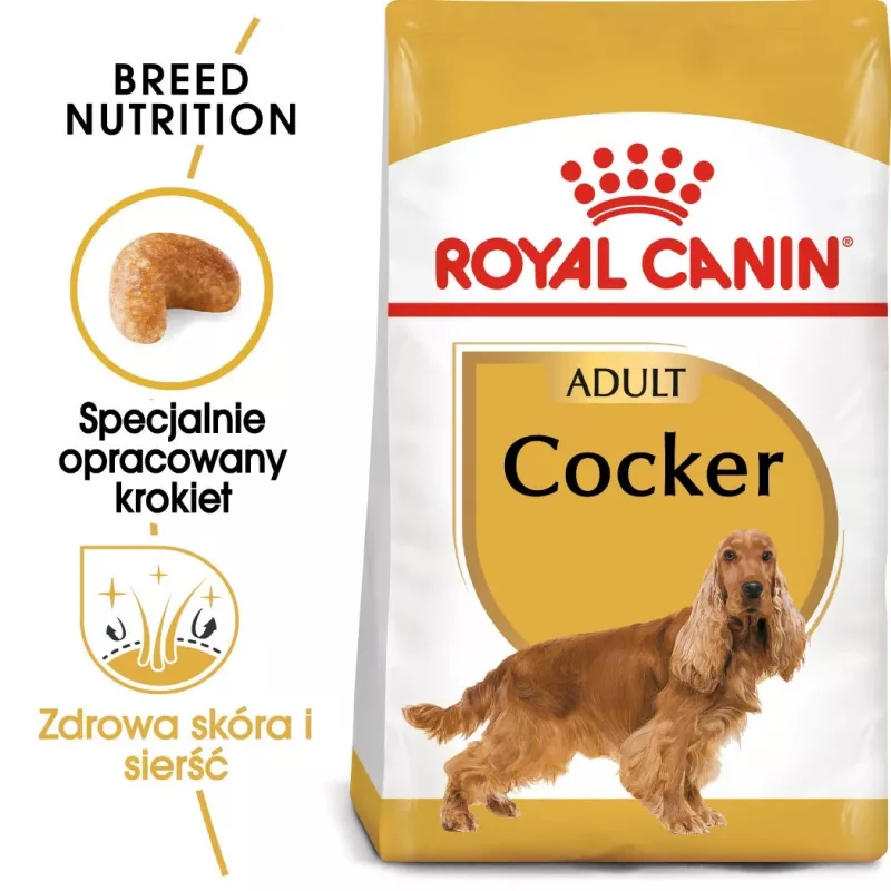 Sausas šunų maistas Royal Canin Cocker Adult 12 kg — Paukštiena, 25 % baltymų, 14 % riebalų