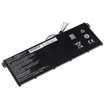 Baterija Green Cell AC52, skirta Acer Aspire E11 ES1-111M ES1-131 E15 ES1-512 Chromebook CB3-111 CB5-311, 11,4 V 2200 mAh ličio jonų, 3 elementai, juoda