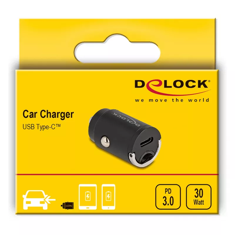 Automobilinis pakrovėjas DeLOCK 64278 universalus juodas greitas įkrovimas 12-24V