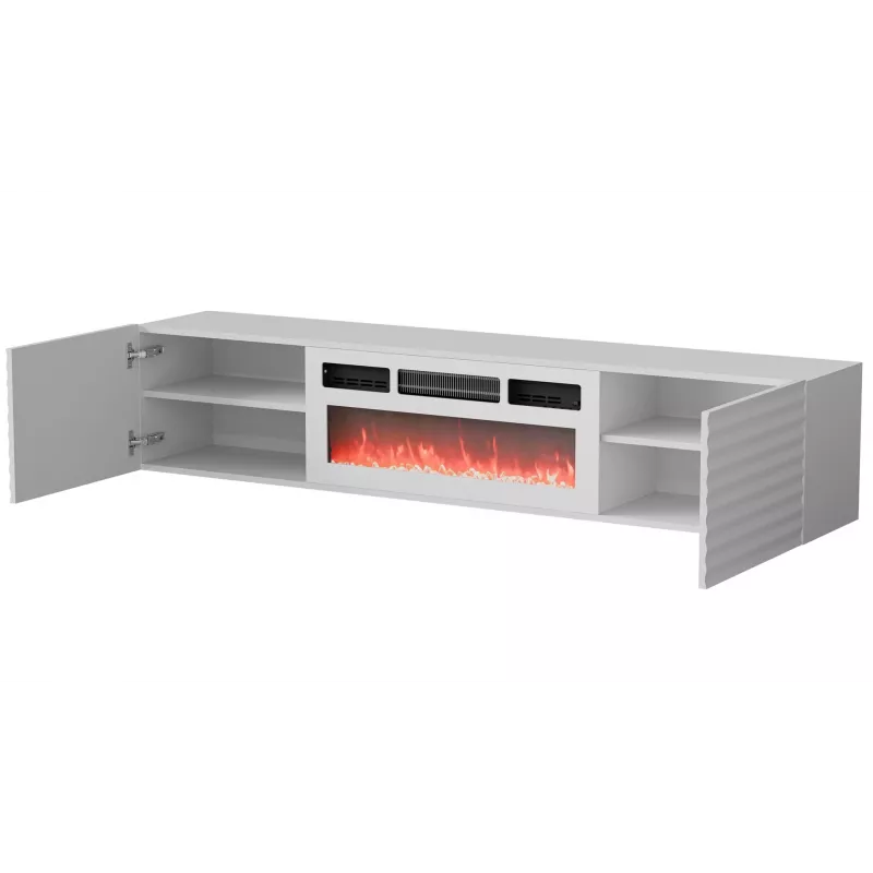 Cama RTV spintelė TULA 183x35x37 baltas matinis + baltas mantelpiece