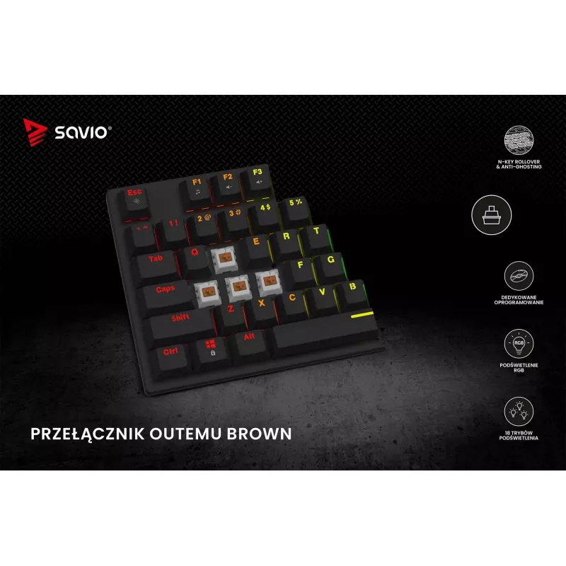 Savio Mechanical klaviatūra RGB Tempest X2 Outemu Brown