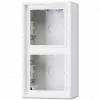 Paviršiniu būdu montuojamas jungiklių / kištukinių lizdų gaubtas JUNG LS 582 A WW — Baltas, Duroplast, 81×47×152 mm