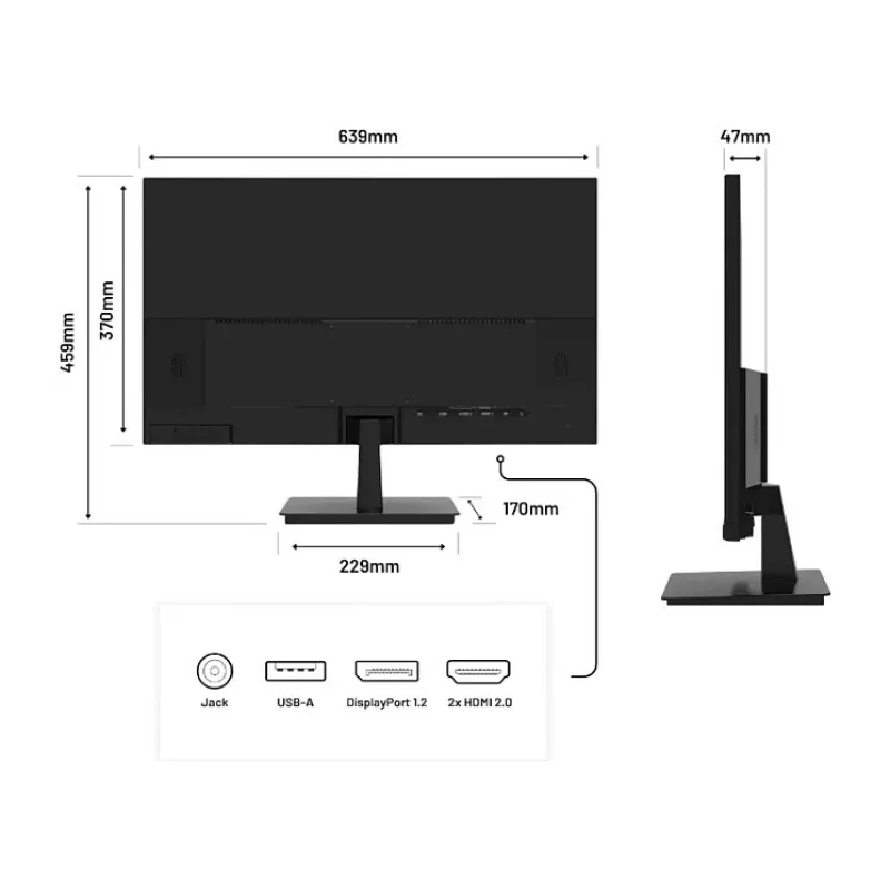 JAPANNEXT 4K UHD monitorius 71,1 cm (28 inch) 3840x2160 pikselių, IPS skydelis, 5 ms, 60 Hz, AMD FreeSync, HDMI, DisplayPort (JN-I280UHD60F-P)