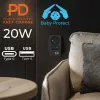 Maitinimo skirstytuvas MACLEAN MCE249 F/B — 2 kintamosios srovės lizdai (16A + 6A) su 2×USB-A ir 2×USB-C PD 20W, EU kištukas, juodas
