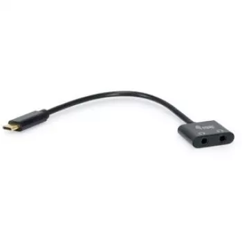 Equip USB-C į dvigubą 3,5 mm garso DAC adapteris, USB C, kištukas, 2 x 3,5 mm, lizdas, 0,15 m, juoda